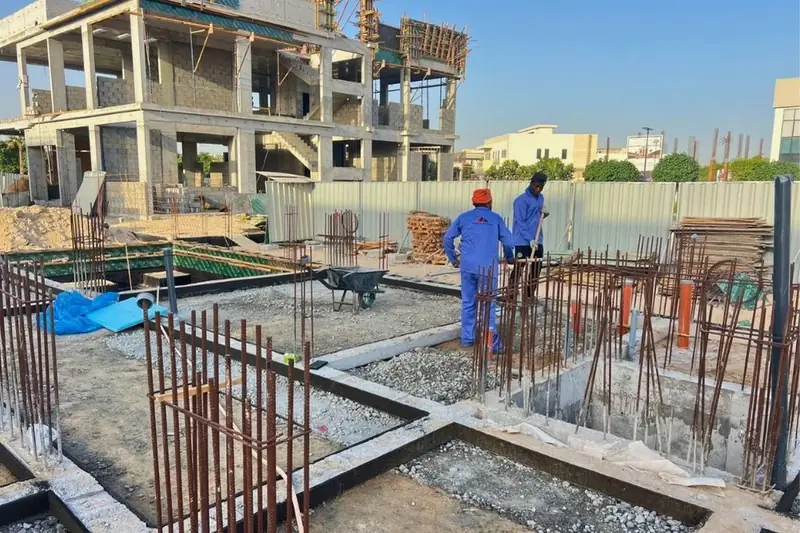 Jabal Al Marwah team fixing foundation reinforcement, Al Zahia villa project