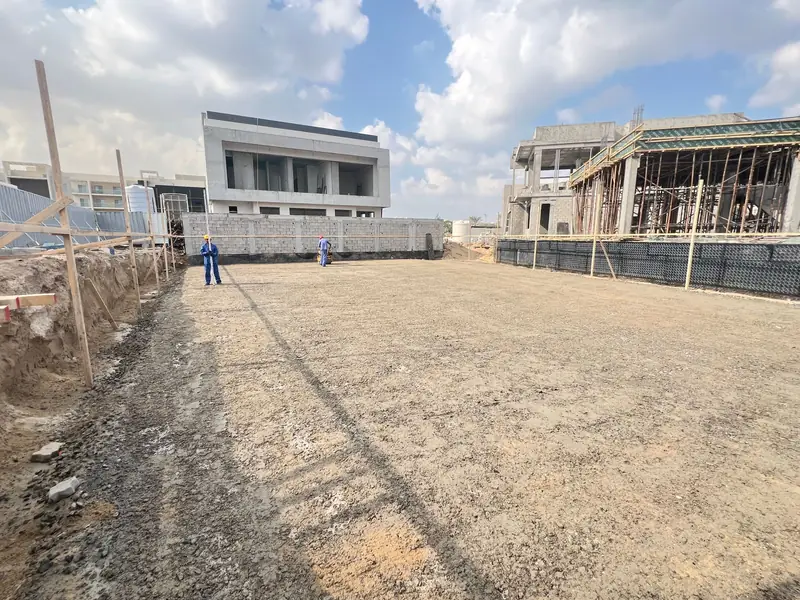 Levelled and compacted excavation ready for villa foundations, Al Zahia Sharjah